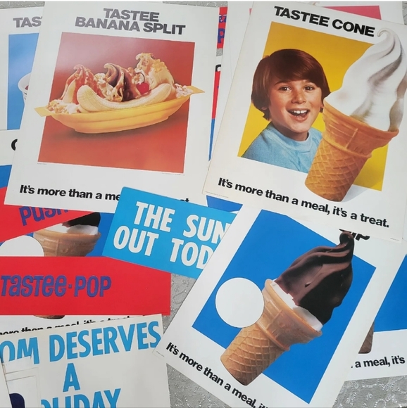 HUGE Lot RARE Vintage 70s Retro Tastee Freez Advertising Poster Banner Signs Ads - Picture 6 of 7